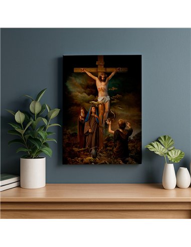 Cuadro crucifixión 35x50cm lienzografía canvas Jesús