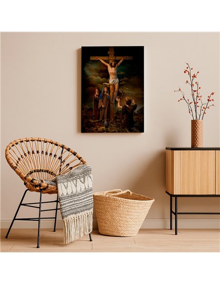 Cuadro crucifixión 35x50cm lienzografía canvas Jesús