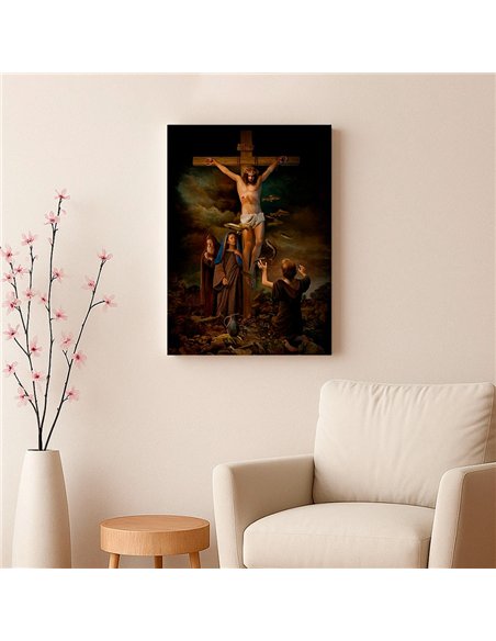 Cuadro crucifixión 35x50cm lienzografía canvas Jesús