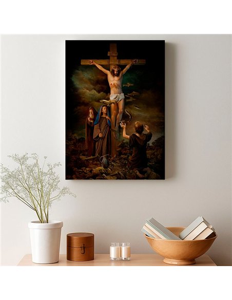 Cuadro crucifixión 35x50cm lienzografía canvas Jesús