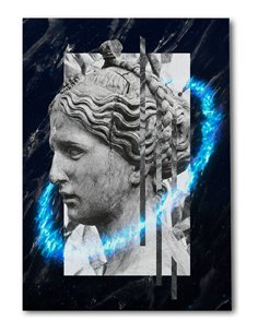 Cuadro mujer piedra 35x50cm lienzografía canvas azul