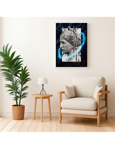 Cuadro mujer piedra 35x50cm lienzografía canvas azul
