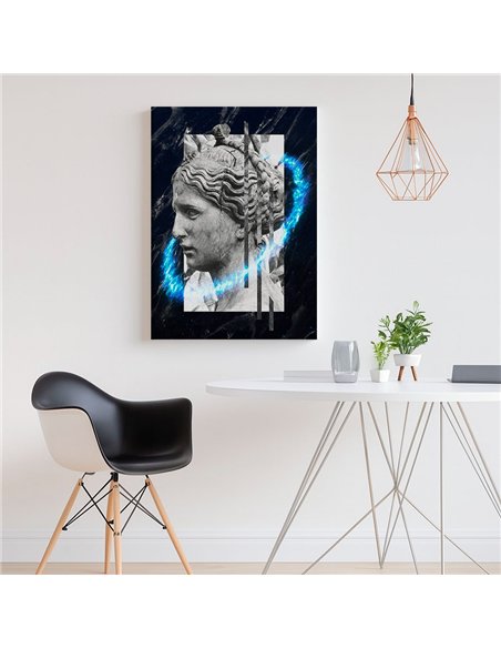 Cuadro mujer piedra 35x50cm lienzografía canvas azul