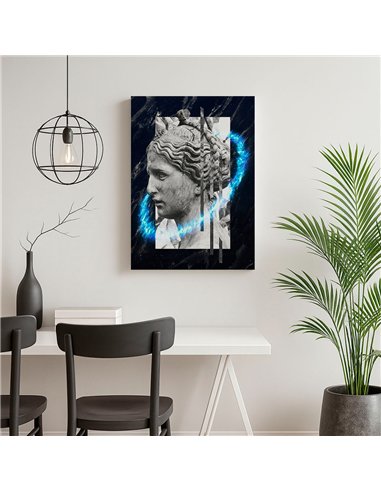 Cuadro mujer piedra 35x50cm lienzografía canvas azul