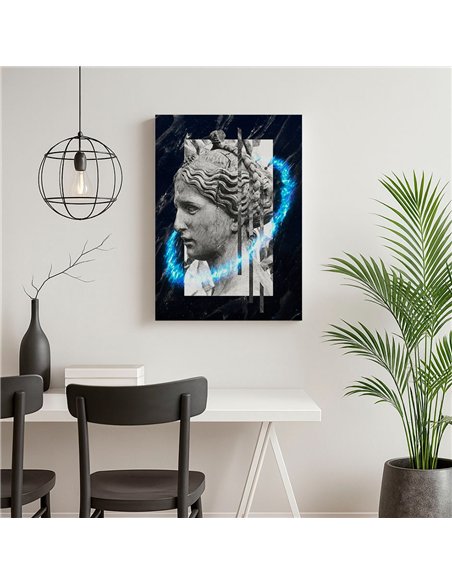 Cuadro mujer piedra 35x50cm lienzografía canvas azul