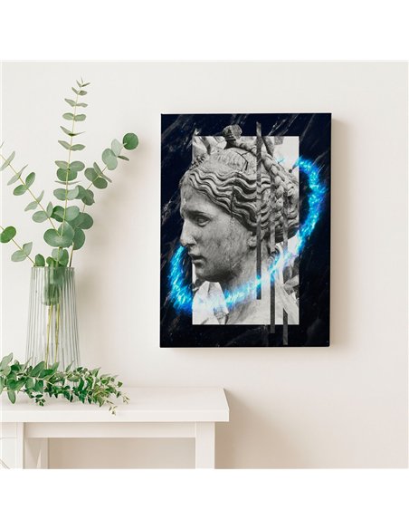 Cuadro mujer piedra 35x50cm lienzografía canvas azul