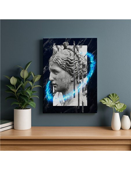 Cuadro mujer piedra 35x50cm lienzografía canvas azul