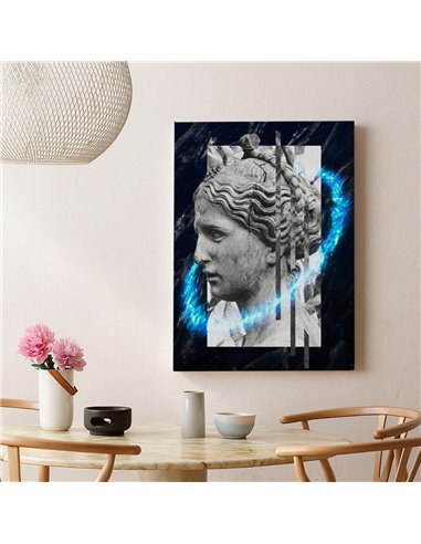 Cuadro mujer piedra 35x50cm lienzografía canvas azul