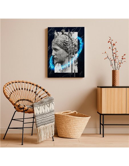 Cuadro mujer piedra 35x50cm lienzografía canvas azul