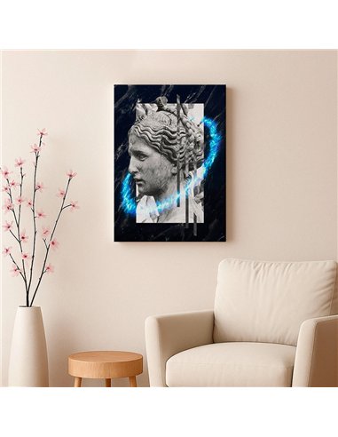 Cuadro mujer piedra 35x50cm lienzografía canvas azul