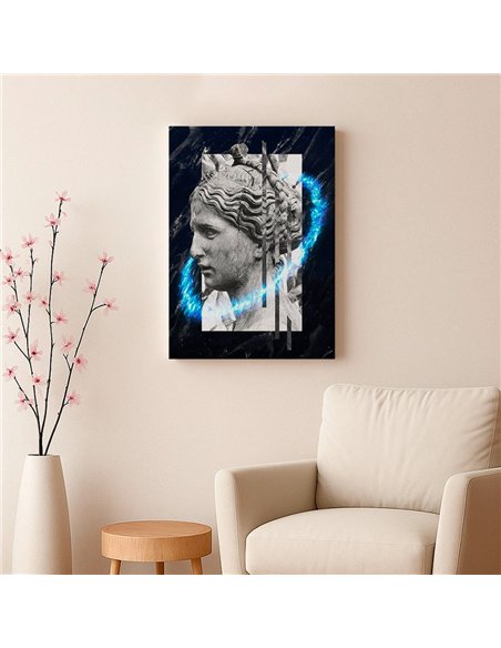 Cuadro mujer piedra 35x50cm lienzografía canvas azul