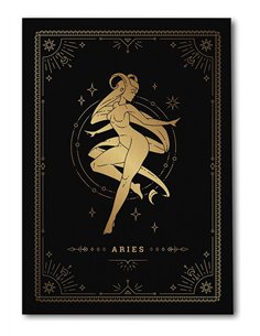 Cuadro Aries 35x50cm lienzografía canvas dorado mágico