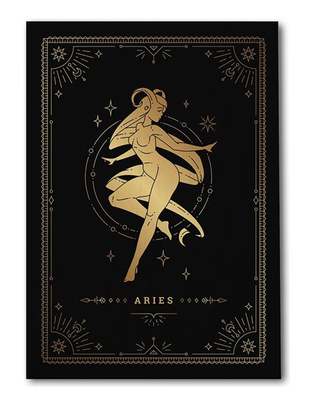 Cuadro Aries 35x50cm lienzografía canvas dorado mágico