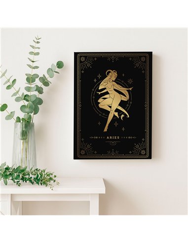 Cuadro Aries 35x50cm lienzografía canvas dorado mágico