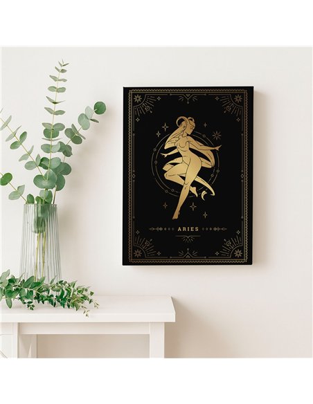 Cuadro Aries 35x50cm lienzografía canvas dorado mágico