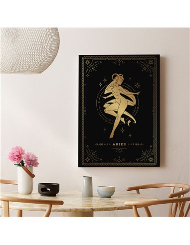 Cuadro Aries 35x50cm lienzografía canvas dorado mágico