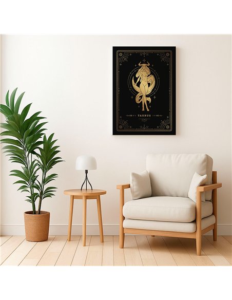 Cuadro Tauro 35x50cm lienzografía canvas dorado mágico