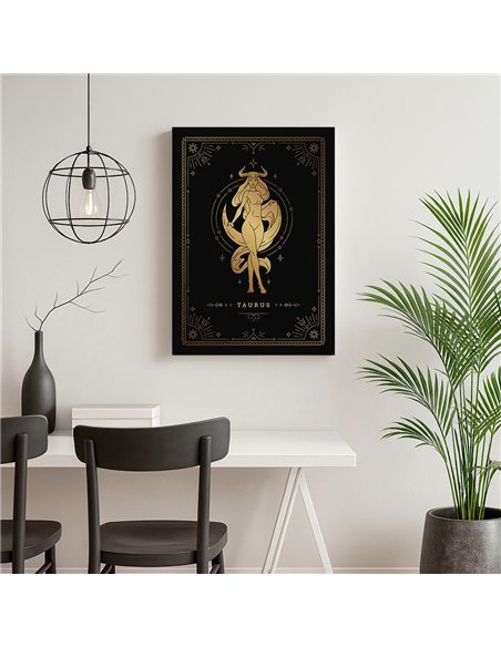 Cuadro Tauro 35x50cm lienzografía canvas dorado mágico