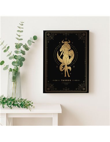 Cuadro Tauro 35x50cm lienzografía canvas dorado mágico