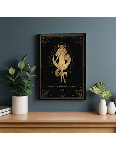 Cuadro Tauro 35x50cm lienzografía canvas dorado mágico