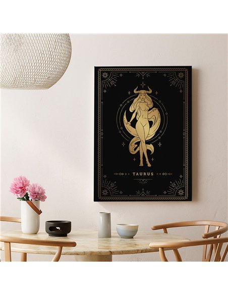 Cuadro Tauro 35x50cm lienzografía canvas dorado mágico