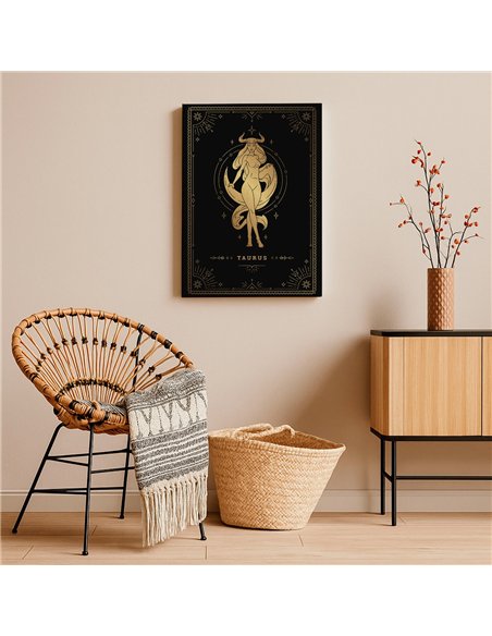 Cuadro Tauro 35x50cm lienzografía canvas dorado mágico