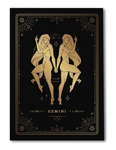Cuadro Géminis 35x50cm lienzografía canvas dorado mágico