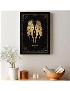 Cuadro Géminis 35x50cm lienzografía canvas dorado mágico 2