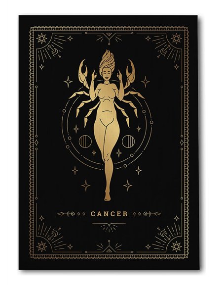 Cuadro Cancer 35x50cm lienzografía canvas dorado mágico