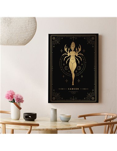 Cuadro Cancer 35x50cm lienzografía canvas dorado mágico