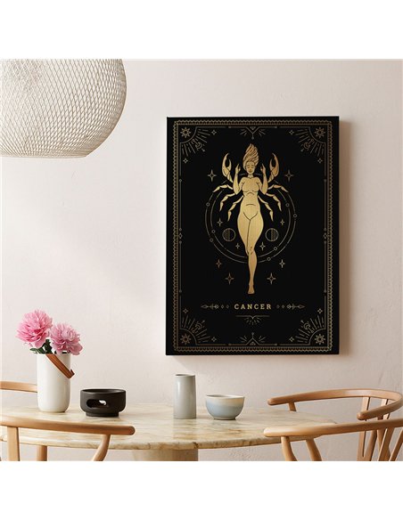 Cuadro Cancer 35x50cm lienzografía canvas dorado mágico