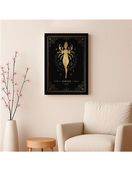 Cuadro Cancer 35x50cm lienzografía canvas dorado mágico