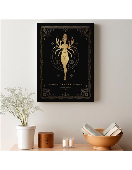 Cuadro Cancer 35x50cm lienzografía canvas dorado mágico