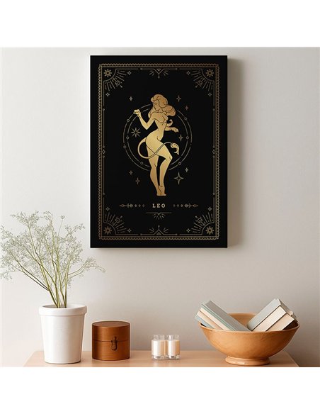 Cuadro Leo 35x50cm lienzografía canvas dorado mágico