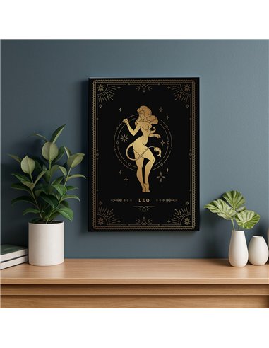 Cuadro Leo 35x50cm lienzografía canvas dorado mágico