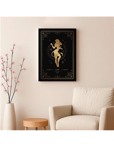 Cuadro Leo 35x50cm lienzografía canvas dorado mágico