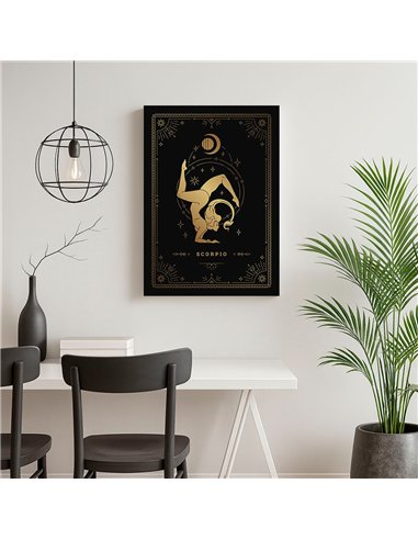 Cuadro Scorpio 35x50cm lienzografía canvas dorado mágico