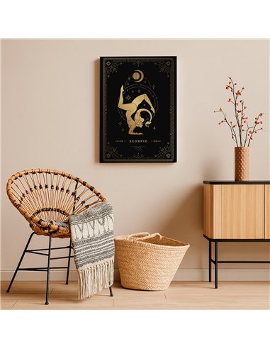 Cuadro Scorpio 35x50cm lienzografía canvas dorado mágico