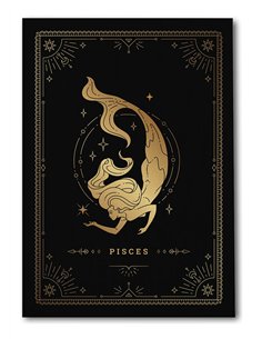 Cuadro Piscis 35x50cm lienzografía canvas dorado mágico