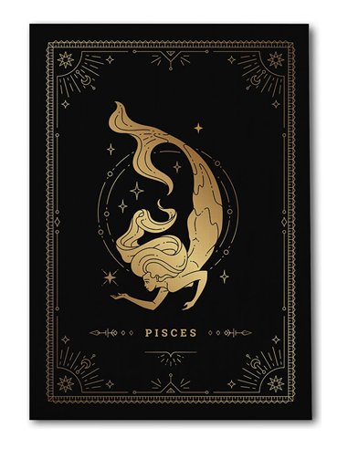 Cuadro Piscis 35x50cm lienzografía canvas dorado mágico