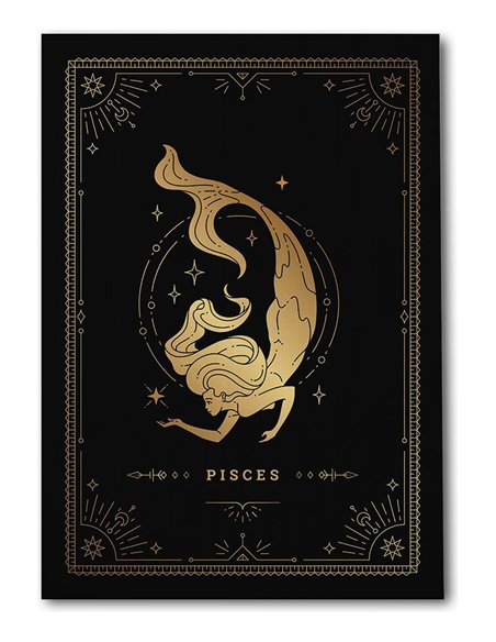 Cuadro Piscis 35x50cm lienzografía canvas dorado mágico