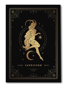 Cuadro Capricornio 35x50cm lienzografía canvas dorado mágico