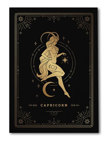 Cuadro Capricornio 35x50cm lienzografía canvas dorado mágico