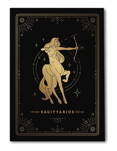 Cuadro Sagitario 35x50cm lienzografía canvas dorado mágico