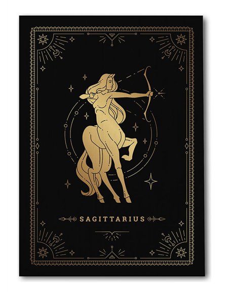 Cuadro Sagitario 35x50cm lienzografía canvas dorado mágico