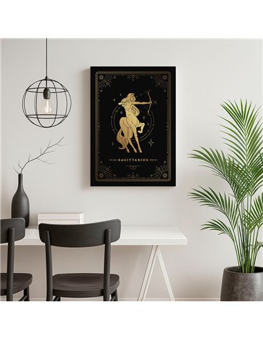 Cuadro Sagitario 35x50cm lienzografía canvas dorado mágico