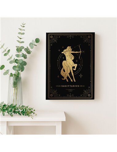 Cuadro Sagitario 35x50cm lienzografía canvas dorado mágico