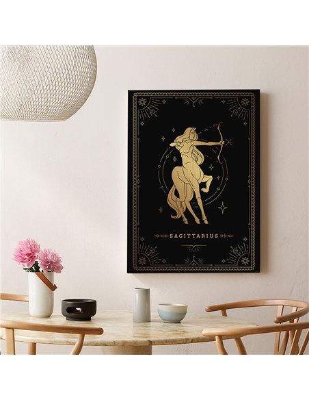 Cuadro Sagitario 35x50cm lienzografía canvas dorado mágico