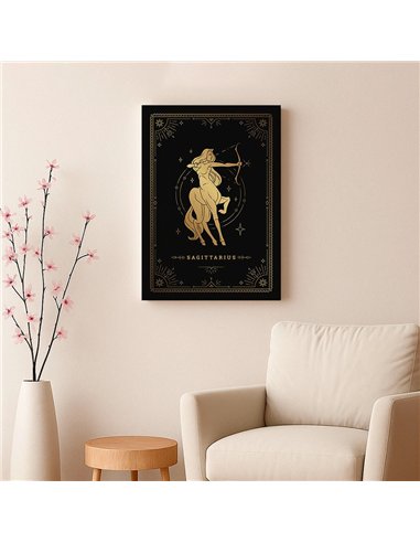 Cuadro Sagitario 35x50cm lienzografía canvas dorado mágico