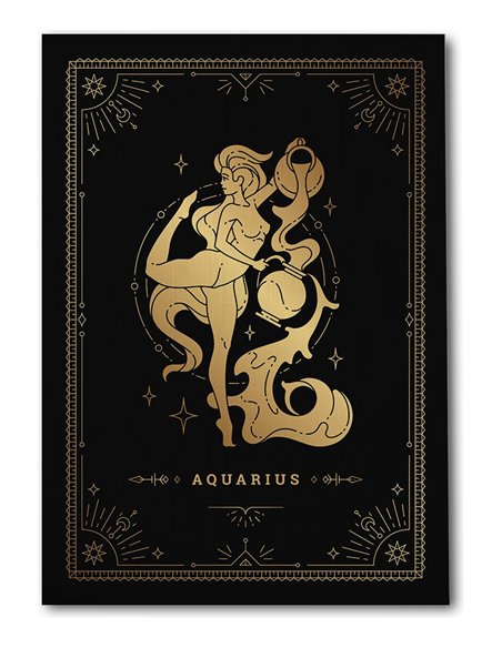 Cuadro Acuario 35x50cm lienzografía canvas dorado mágico